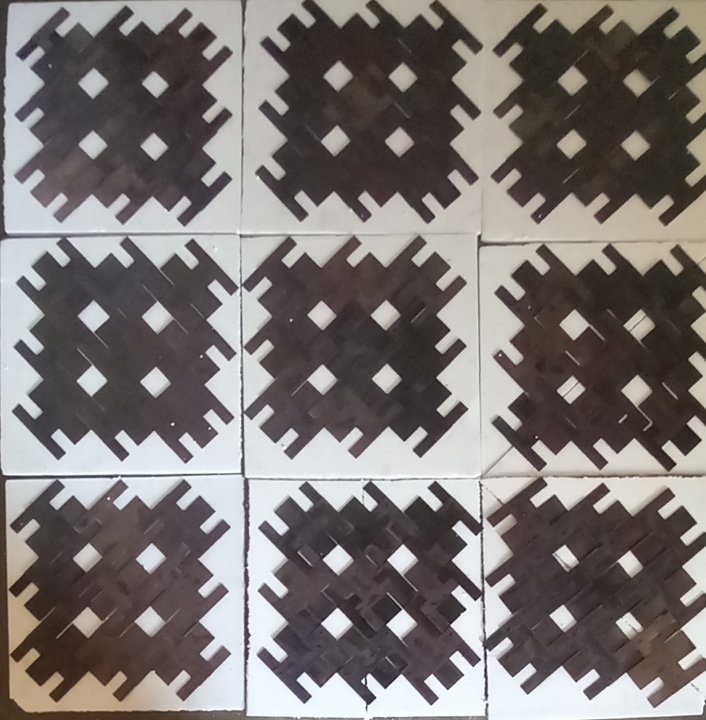 Tissage — neuf carreaux modulables, acrylique sur faïence
